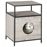Pawhut Maison Pour Chat Niche A Chat Polyvalent Design Contemporain Avec Etagere Coussin Epais Struc