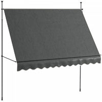 Outsunny Auvent Retractable 10' X 4', Autoportant Et Sans Vis, Gris Fonce