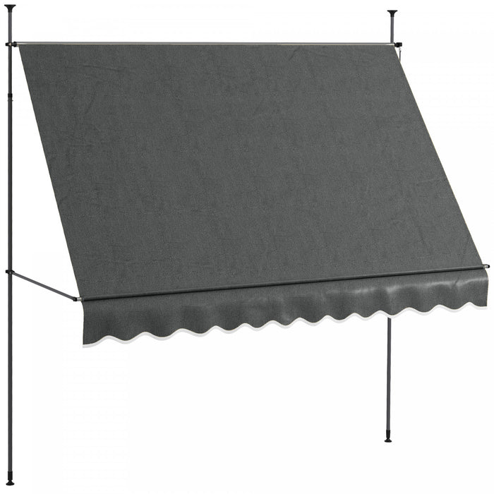 Outsunny Auvent Retractable 10' X 4', Autoportant Et Sans Vis, Gris Fonce