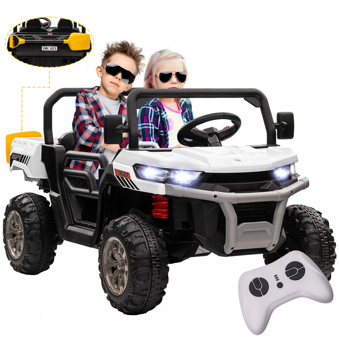 Aosom Voiture 12v Electrique Avec Seau, Voiture Biplaces Pour Enfants, Noir