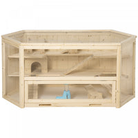 Pawhut Grande Cage En Bois Pour Hamster, Souris, Rats, Petit Animal, Exercice, Maison De Jeu A 3 Niv