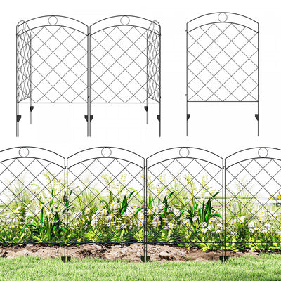 Outsunny 11.4' Garden Fence Steel Border Flower Edging, Pack of 4, Black