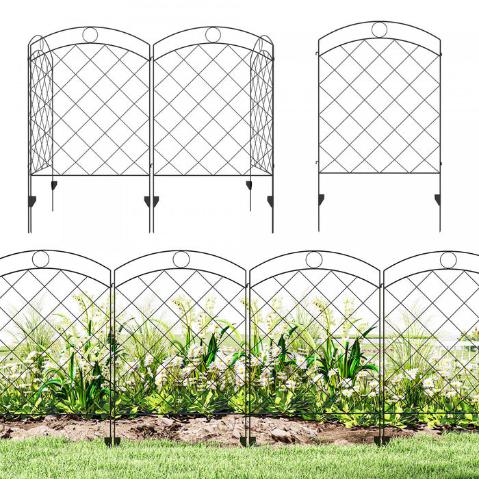 Outsunny Cloture de jardin en acier 11,4', lot de 4, noir
