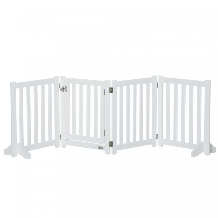 Pawhut Porte Pour Chien Pliable Avec Porte, 3 Panneaux Porte Pour Animaux De Compagnie Autoportante Avec Pieds De Soutien Parc Interieur Pour Chiens Moyens Et Ci-dessous, Blanc