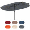 Costway Parasol de patio extra-large de 15,5 pieds avec lumieres solaires LED et 12 baleines robustes gris