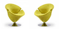 Fauteuil lounge pivotant moderne en velours Tulip vert - Lot de 2