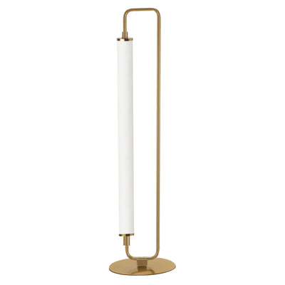 Dainolite Freya 1 Light LED Table Lamp Aged Brass White Acrylic|Lampe de table Freya de Dainolite en acrylique blanc, avec fini laiton vieilli et 1 ampoule à DEL
