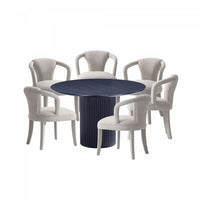 Ensemble de salle a manger chic industriel moderne Hathaway et Palmer 7 pieces en poussiere d’or et noir