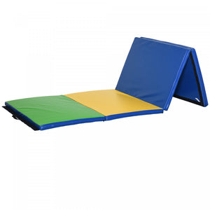 Soozier 4ftx10ftx2inch Pu Cuir Gymnastique Tumbling Gym Mat Arts Pliant Yoga Exercice Pad 4 Panneau (multicolore)