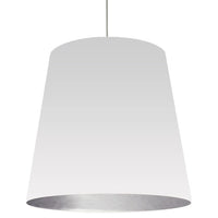 Très grand luminaire suspendu de Dainolite avec très grand abat-jour cylindrique blanc et argenté, et 1 ampoule