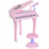 Qaba Mini Piano Musical Electronique 37 Touches Clavier Multifonction Enfants Jouet Avec Microphone Tabouret (rose)
