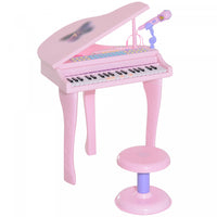 Qaba Mini Piano Musical Electronique 37 Touches Clavier Multifonction Enfants Jouet Avec Microphone