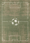 Tapis Florence de terrain de football vert, marron et blanc, 6'7\" x 9'6\"