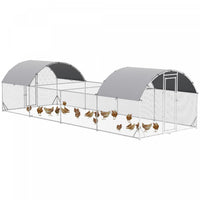Pawhut Poulailler En Metal, 24.9' X 9.2' Avec Couverture Impermeable Et Anti-uv, Porte Pour 20-24 Po