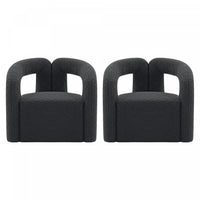 Fauteuil lounge Darian en boucle moderne noir - Lot de 2