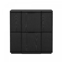 Table de nuit Clive style milieu du siecle 56 cm en noir (2 tiroirs)