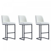 Tabouret de bar moderne en metal et tissu Serena, blanc - Lot de 3