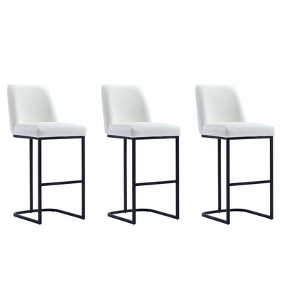 Serena Modern Metal Upholstered Barstool in White - Set of 3 Bar Stool | Tabouret de bar moderne en metal et tissu Serena, blanc - Lot de 3