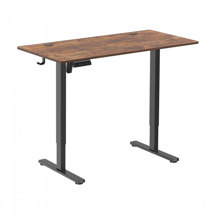 TygerClaw Bureau Assis-Debout avec Ports USB et Rangement (Marron)