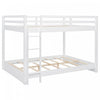 Lit superpose Ethan en bois massif format Queen avec echelle, gain de place, blanc