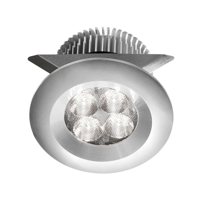 Luminaire cylindrique à encastrer Mpled de Dainolite à intensité variable, avec fini aluminium et ampoule de 8 W