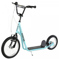 Aosom Scooter Guidon Reglable Jouet Pour 5+ Avec Freins Doubles Avant Et Arriere Roues Gonflables Bl