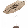 Costway Parasol Solaire de Patio 10ft Lumieres Solaires Exterieur avec Pied de Parasol Mobile de 50 LBS