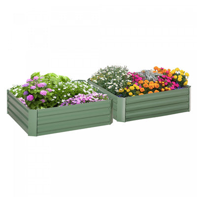 Outsunny 39" X 39" X 12" Set Of 2 Raised Garden Bed, Elevated Planter Box With Galvanized Steel Fram|Outsunny 39 '' X 39 '' X 12 '' Ensemble De 2 Lits De Jardin Sureleves, Jardiniere Surelevee Avec Cad