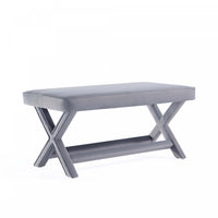  Banc d’appoint Abigail style milieu du siecle moderne en velours gris