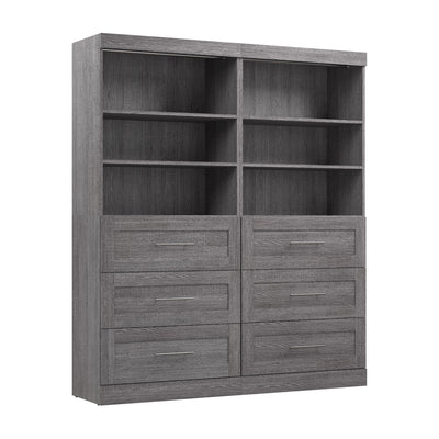 Bestar Pur 72 W Closet Organizer with Drawers - Bark Grey|Organisateur de garde-robe Pur de Bestar de 72 po (L) avec tiroirs - gris écorce