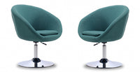 Fauteuil lounge pivotant moderne Hopper en tissu bleu sarcelle - Lot de 2