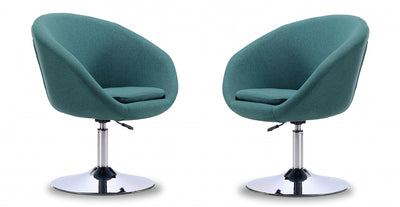 Hopper Modern Upholstered Swivel Lounge Chair in Teal - Set of 2 Accent Chair | Fauteuil lounge pivotant moderne Hopper en tissu bleu sarcelle - Lot de 2