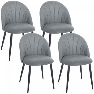 HOMCOM Dining Chairs Set of 4 Kitchen Chairs with Metal Legs Grey
