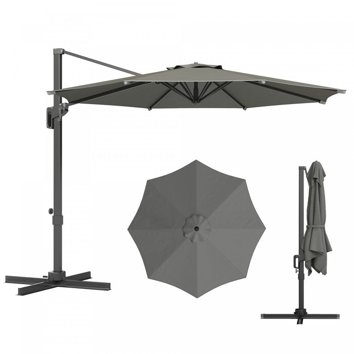 Outsunny Parasol De Terrasse Deporte De 10 Pi, Rotation A 360°, Gris