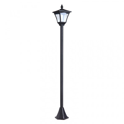 Outsunny Single Solar Lamp Post Garden Solar-powered LED Streetlight Style Outdoor Light Waterproof |Luminaire Exterieur Solaire Lampadaire Lanterne Classique LED 10 Lm Dim. 15l X 15l X 120h Cm Noir