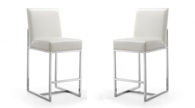 Element Modern Metal Upholstered Counter Stool in Pearl White - Set of 2 | Tabouret de comptoir moderne en metal et tissu Element, blanc perle - Lot de 2