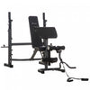 Soozier Banc De Musculation Fitness Entrainement Complet Avec Support D'halteres Repose Barre Curl Dossier Appui-coude Reglables Acier Revetement Synthetique Noir Et Gris