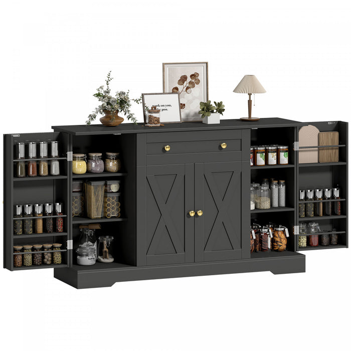 HOMCOM Buffet 54\", meuble de cuisine de style campagnard, noir