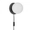 Lampe murale Burlat de Dainolite en verre blanc, avec fini noir mat et 1 ampoule