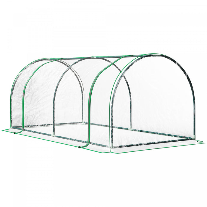 Outsunny Mini-serre En Pvc Transparent De 79\" X 40\" X 32\" Mini-tunnel Pour Le Jardin, Abri De Culture Portable Pour Plantes, Fleurs Et Maisons Chaudes, Cadre En Acier, Portes Zippees.