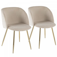 Chaise de salle à manger contemporaine Fran en velours crème - ensemble de 2