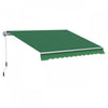 Outsunny 12' X 10' Auvent Retractable Manuel Pare-soleil Abri Exterieur Patio Fenetre Pont Abri Exterieur Canopee Cadre En Aluminium Manivelle Vert