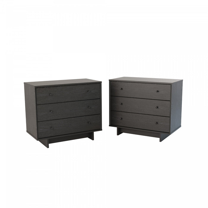 Finnley Table De Nuit A 3 Tiroirs – Chene Noir