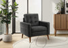 31\" De Large Chaise D'Appoint Rembourre, Aspect Cuir Noir, Pieds En Bois De Noyer