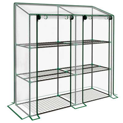 Outsunny Mini Greenhouse With 3 Tier 6 Shelves Portable Green House, Clear|Outsunny Mini Serre Avec 3 Etages 6 Etageres Serre Portable, Transparent