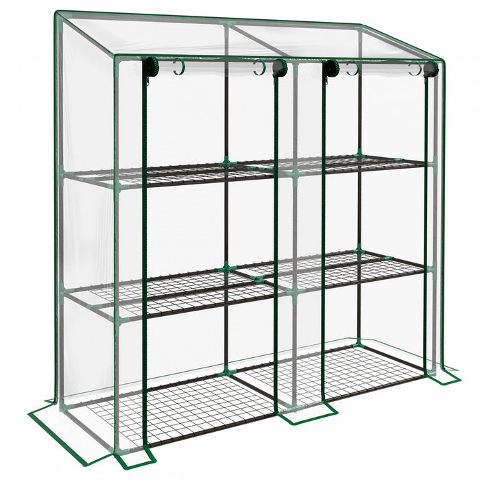 Outsunny Mini Serre Avec 3 Etages 6 Etageres Serre Portable, Transparent