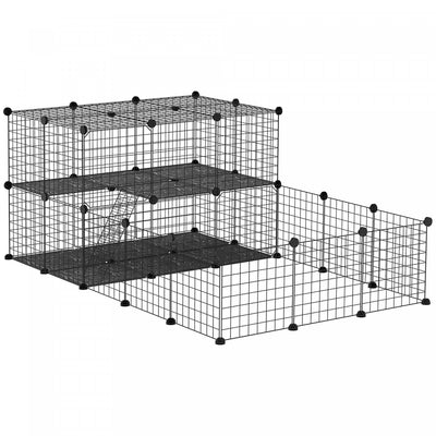 Pawhut Small Animal Cage Rabbit Cage With Door, Guinea Pig Playpen, Small Animal Fence For Bunny, Ch|Pawhut Enclos Pour Petits Animaux Parc Pour Chiot Cloture Pour Animaux Domestiques Modulable Diy 47