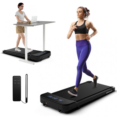 Goplus 2.5hp Under Desk Treadmill For Home And Office Remote Control Led Display Black
