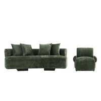  Ensemble de canape 2 pieces Verandah style mid-century modern en vert olive