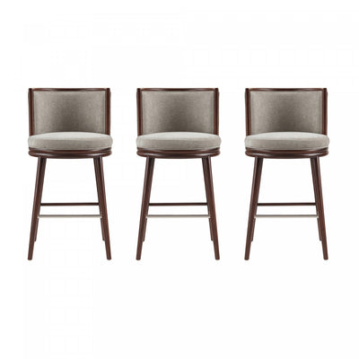 Evalyn Modern Wood Upholstered Barstool in Dove - Set of 3 | Tabouret de bar moderne en bois et tissu Evalyn, coloris Dove - Lot de 3
